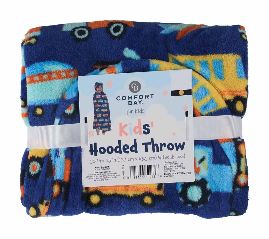 Comfort Bay Kids' Hooded Throw Blanket 50 In X 25 In Assorted