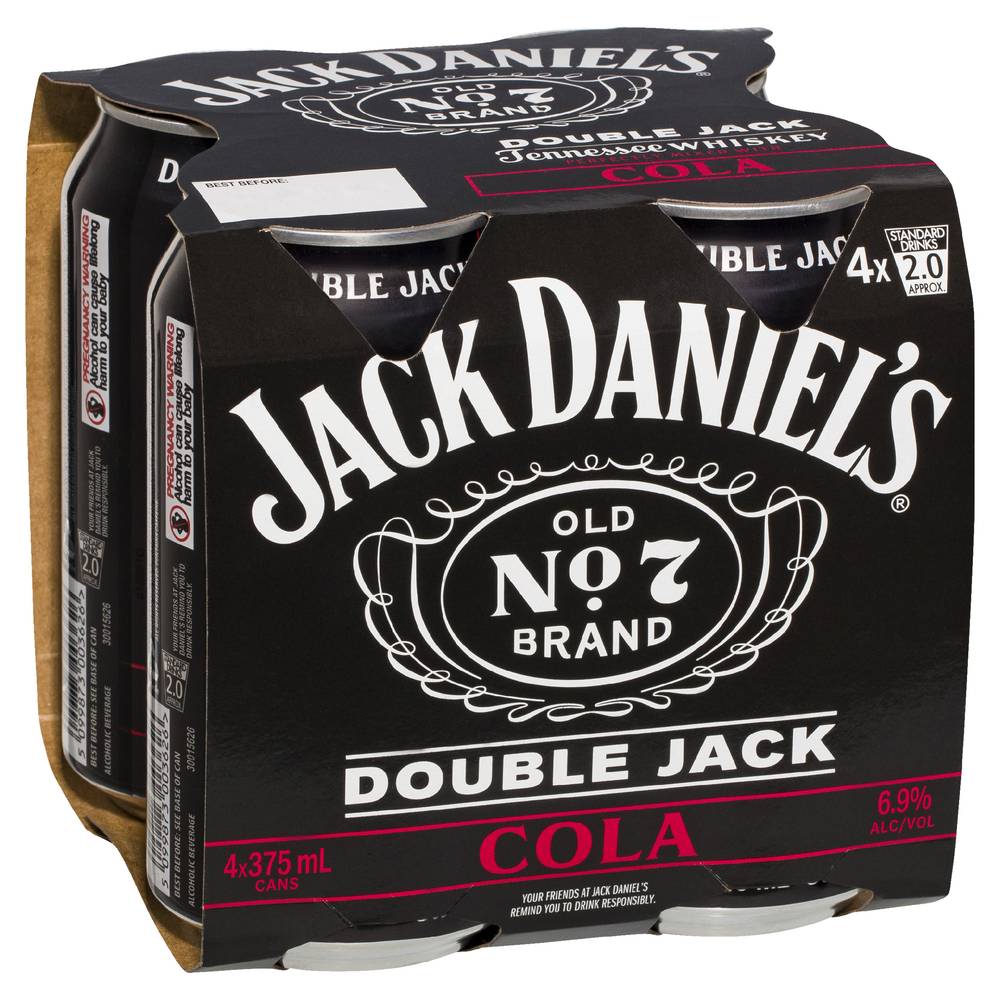Jack Daniels Double Jack and Cola Can 375mL X 4 pack