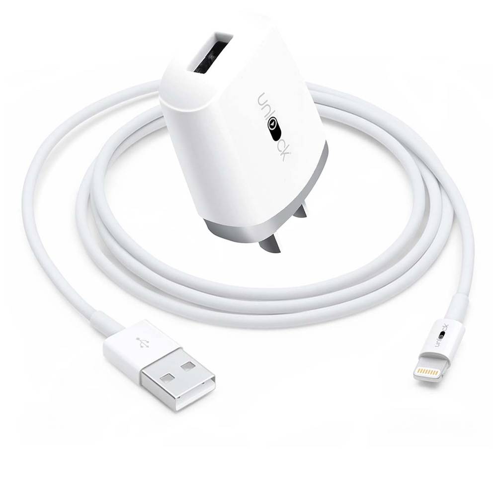 Cable Carga Rápida Unlock 8 Pin  2.1A + Cargador De Pared Con 1 Entrada Usb