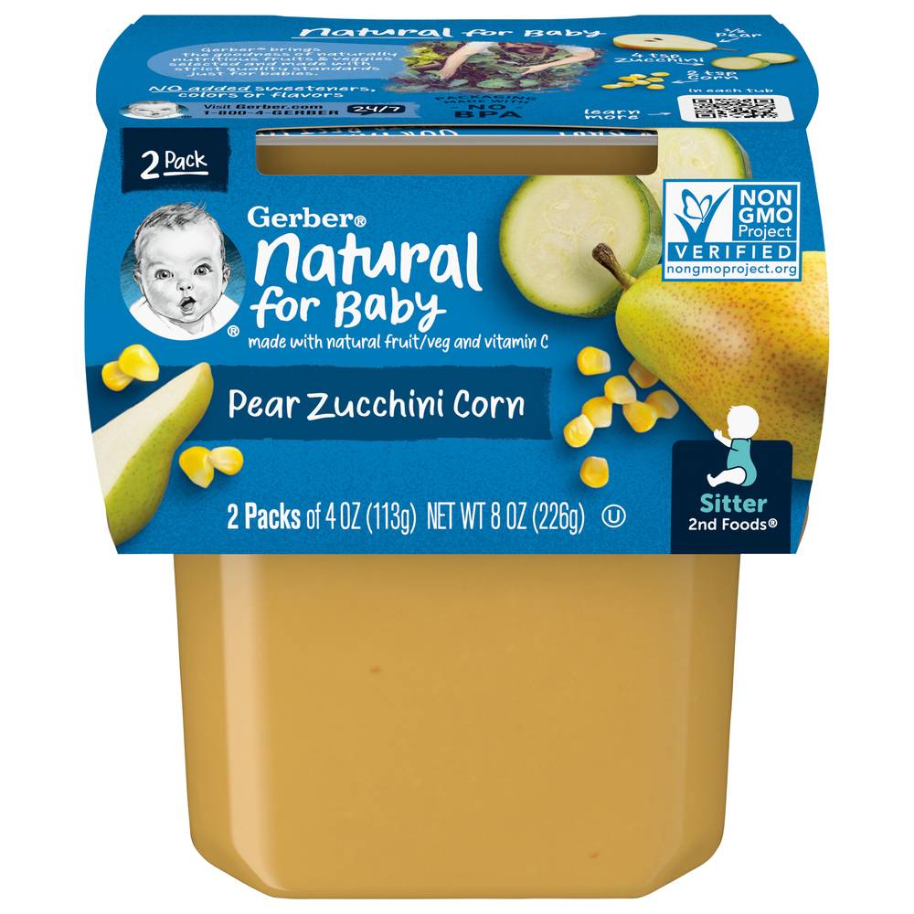 Gerber Natural For Baby 2nd Foods Sitter Pear Zucchini & Corn