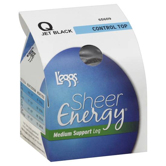 L'eggs Jet Black Medium Support Leg Sheer Energy Pantyhose
