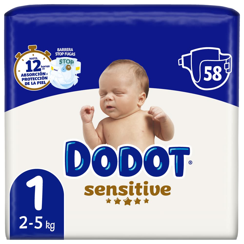Sensitive pañales · DODOT - 1 (58 un)
