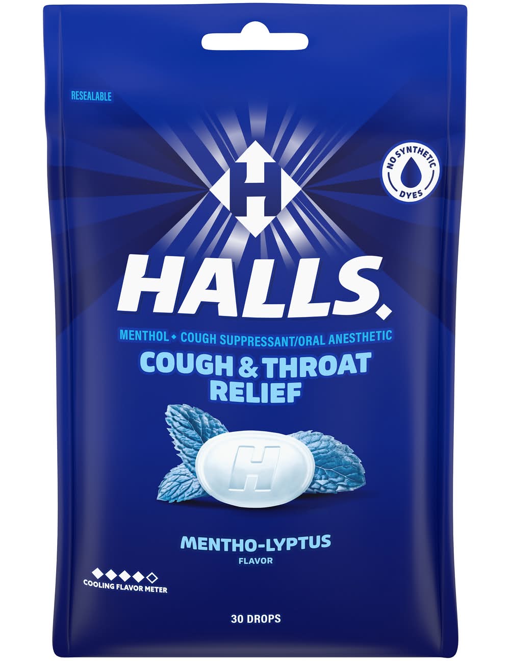 Halls Cough & Throat Relief Drops, Mentho-Lyptus (30 ct)