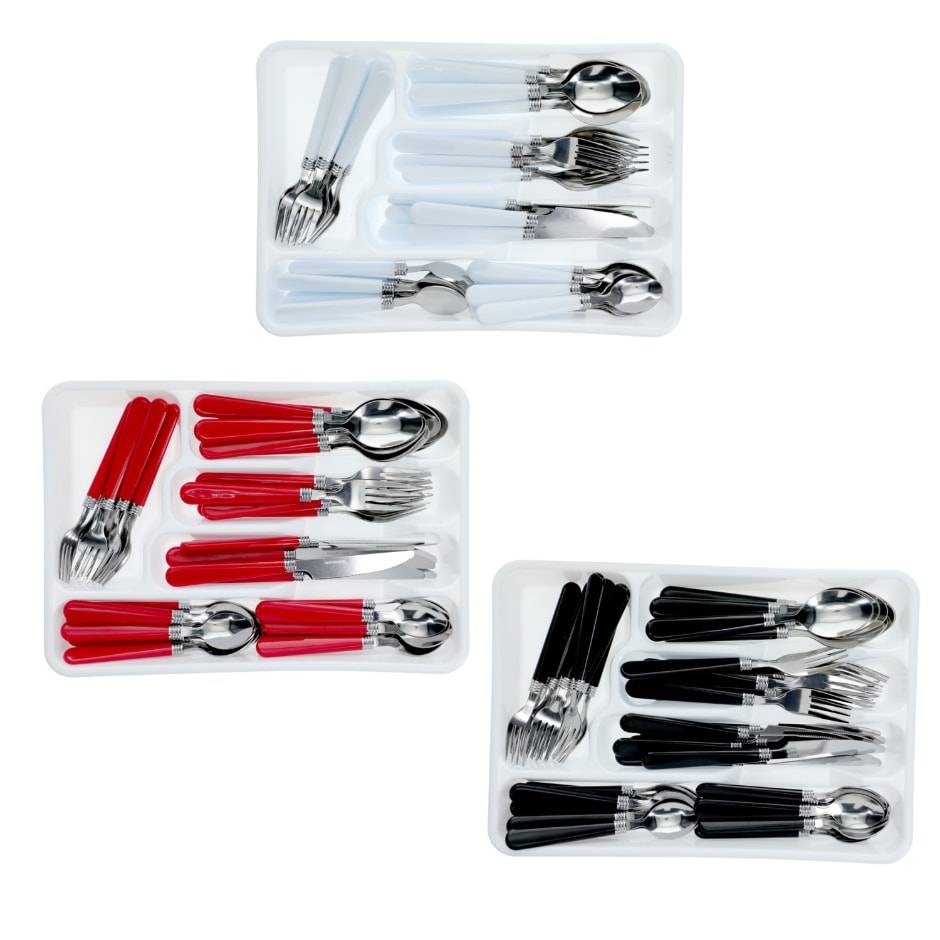 Family Chef Flatware Sets, Assorted, Red-Black-White (48 ct)