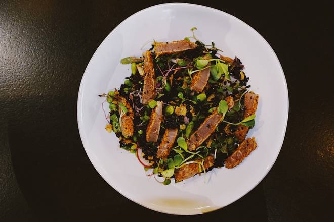 seared tuna & black rice bowl