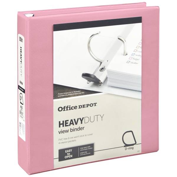 Office Depot Heavy-Duty View 3-ring Binder 1 1/2" D-Rings Pink