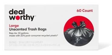 Dealworthy Tie Trash Bags 30gal, Large (60 ct)