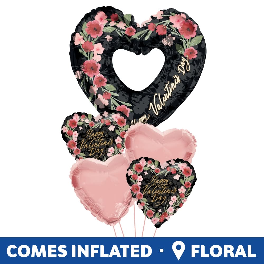 Happy Valentine's Day Helium Filled Balloon Bouquet - Pink Multi