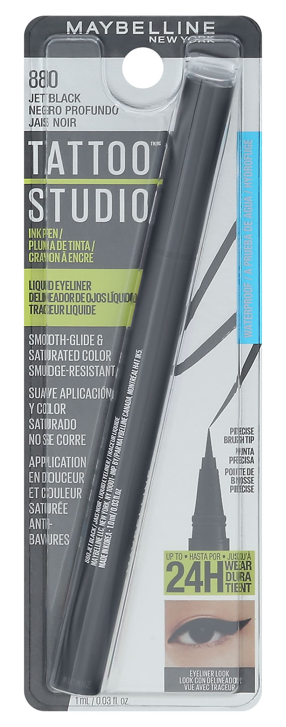 Maybelline Ink Pen Eyeliner, Up To 24 Hours Of Wear, Jet Black (0.03 fl oz)
