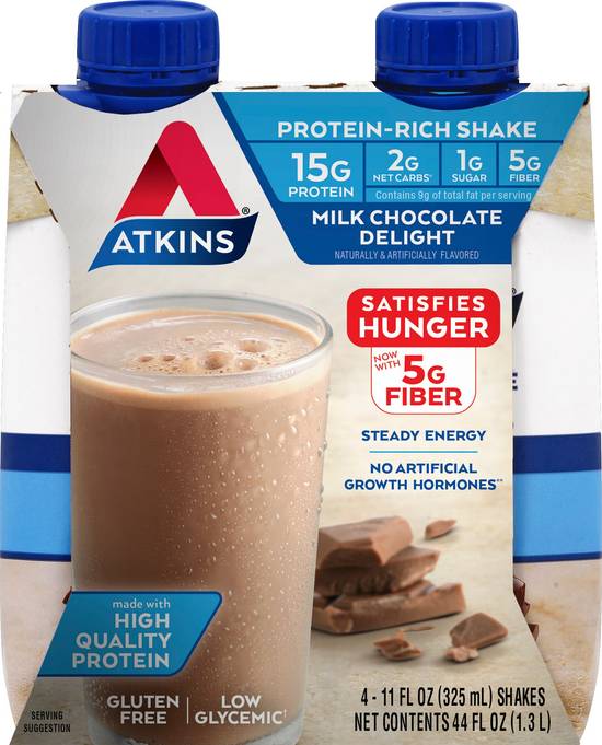 Atkins Protein Shake, Milk Chocolate Delight 4pk