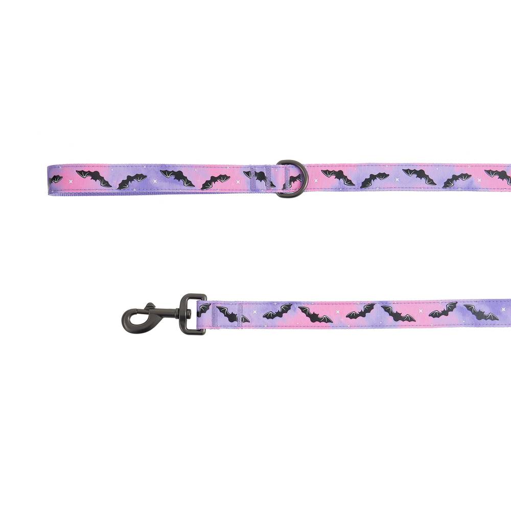 Thrills & Chills Bat Printed Dog Leash (purple - pink - black)