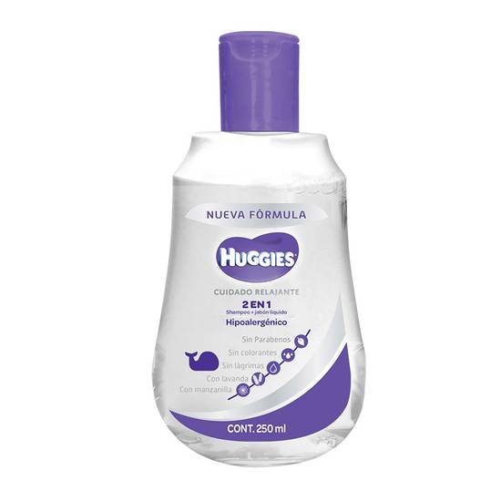 2 en 1 Shampoo más Jabón Líquido para Bebé Huggies Sueños de Lavanda, 250  ml