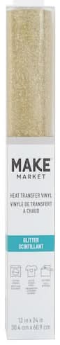 Make Market Glittery Heat Transfer Vinyl, 12 Inch x 24 Inch, Gold