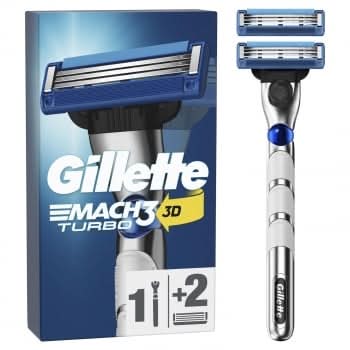 Maquinilla de afeitar Mach3 Turbo Gillette + Recambio 2 ud.