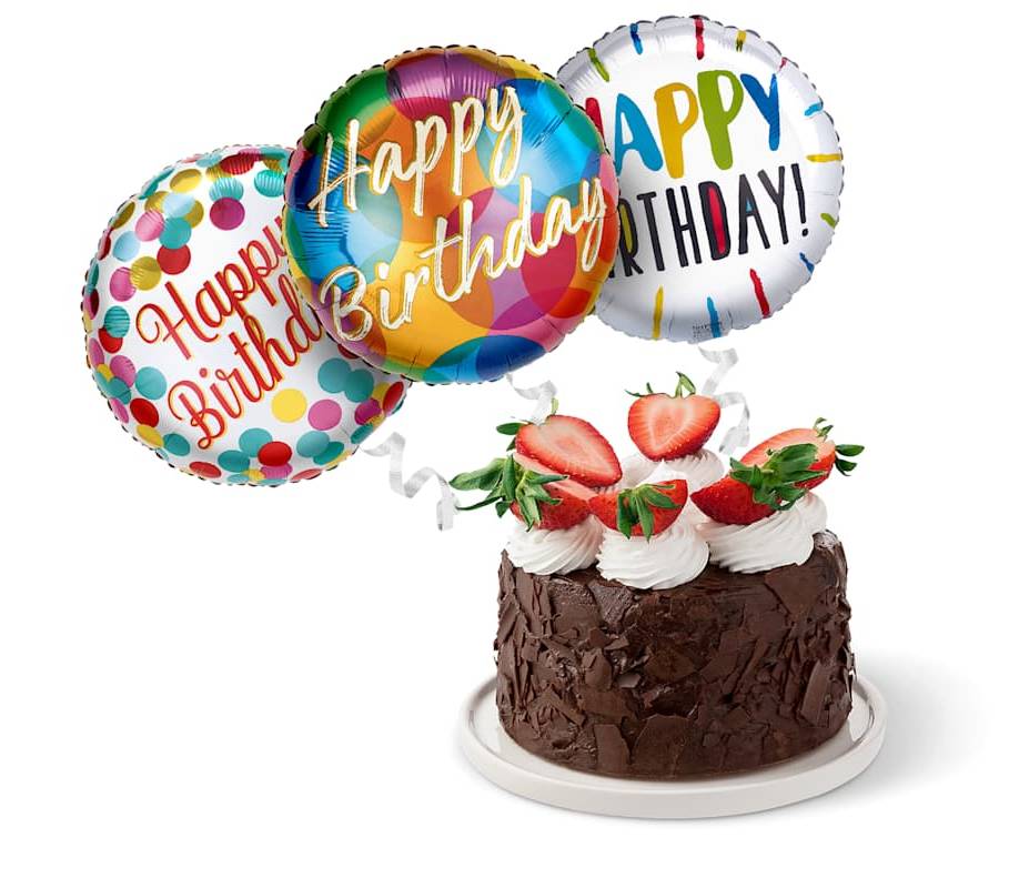 Chocolate Birthday Cake & Happy Birthday Balloon Gift Set