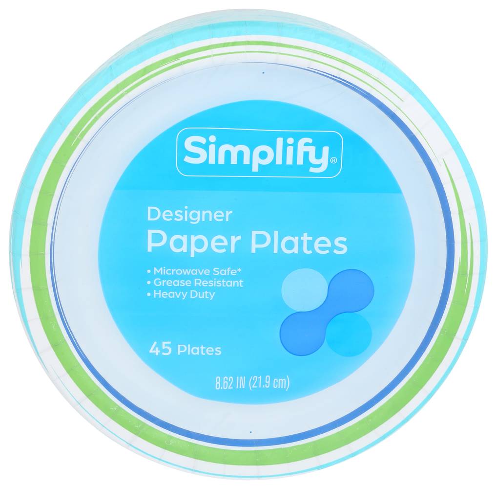 Simplify Designer Printed Plates - 8.6 in, 45 ct