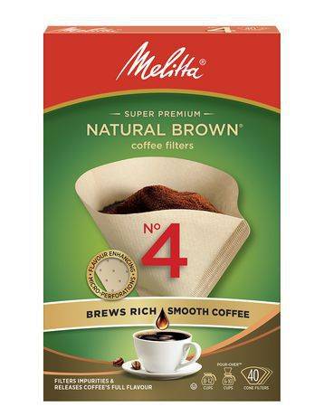 Melitta filtres à café conique brun naturel 4 (40unités) - cone coffee filters natural brown 4 (40 units)