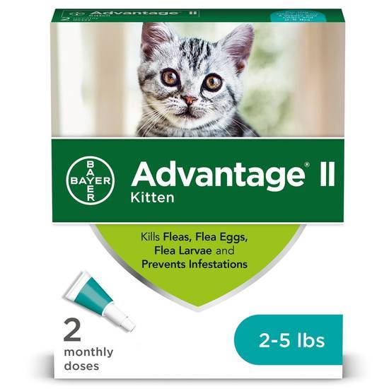 Advantage Ii Once-A-Month Topical Kills Flea For Kitten, Count Of 2