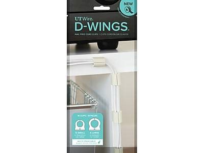 UT Wire D-Wings Cable Clips, 0.5, White, 18/Pack (UTW-D18-WH)
