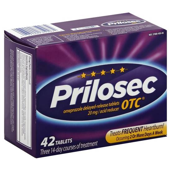 Prilosec Otc Omeprazole 20 mg Delayed-Release Frequent Heartburn (42 ct)