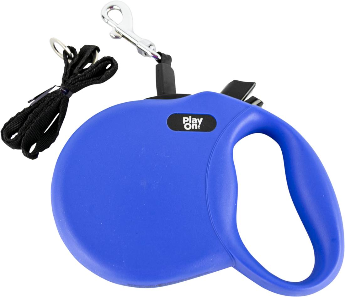 Play On Retractable Dog Leash, 16 ft, Blue