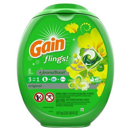 Gain Flings! + Aroma Boost Laundry Detergent Pacs, Original (81 count, 1.81 kg)