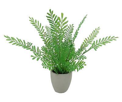 Artificial Fern in Gray Cement Pot