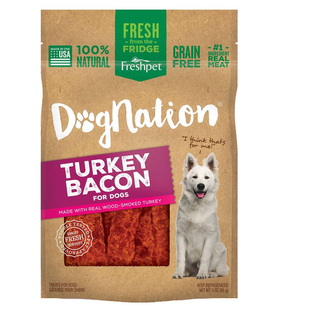 Dog Nation® Fresh Adult Dog Treat - Bacon (Flavor: Turkey Bacon, Size: 3 Oz)
