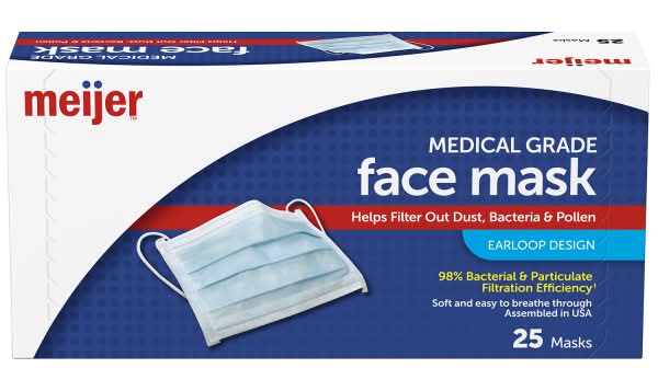 Meijer Face Mask with Earloop 25 Count