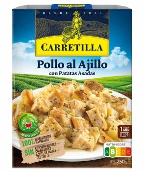 Pollo al ajillo con patatas asadas Carretilla sin gluten sin aceite de palma 250 g.