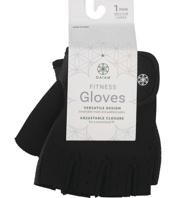 Gaiam Fitness Gloves, Medium-Large, Black