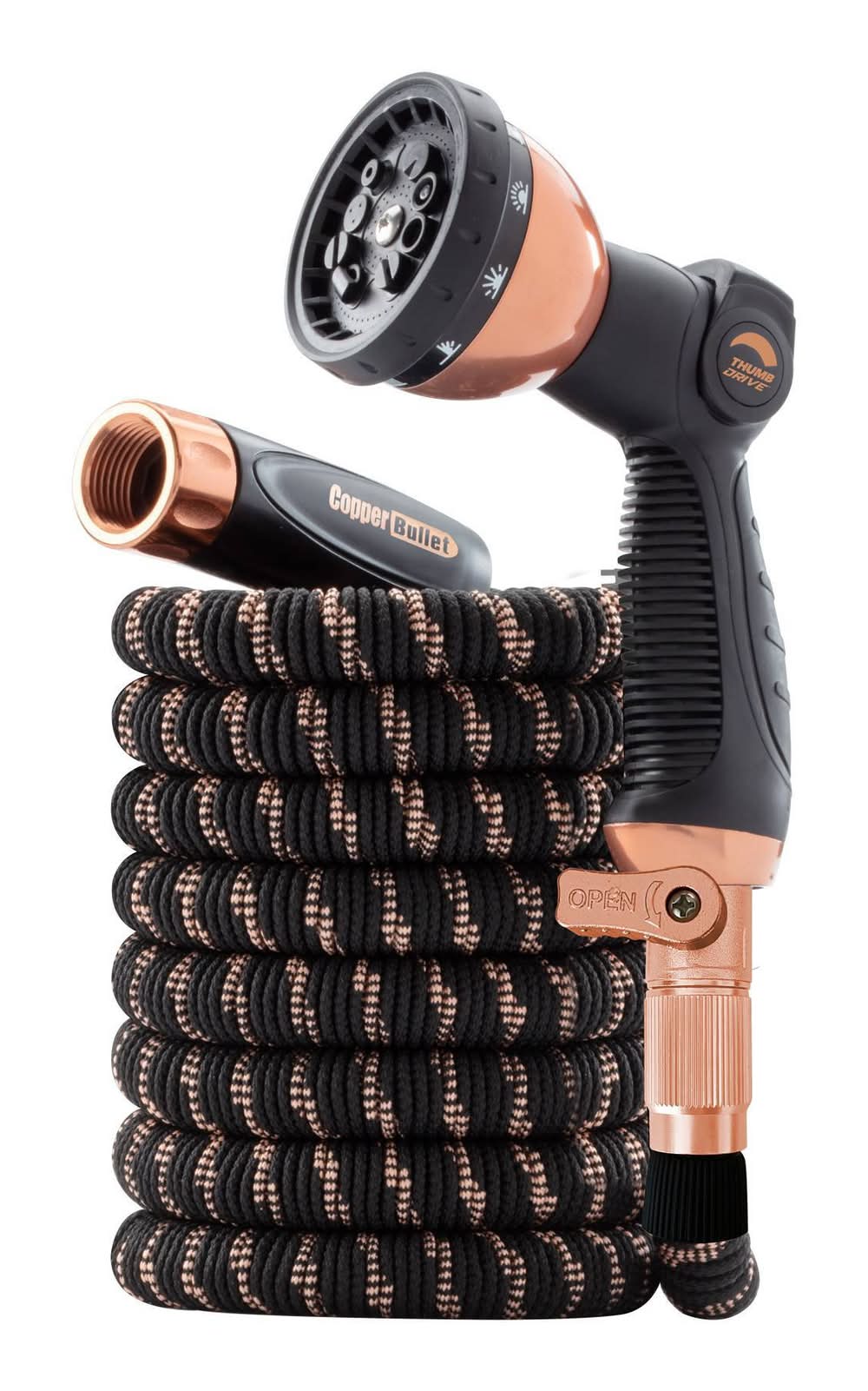 Pocket Hose Bullet Lightweight Kink-Free Expandable Water Garden Hose, 3/4 in x 50 ft, Copper-Black