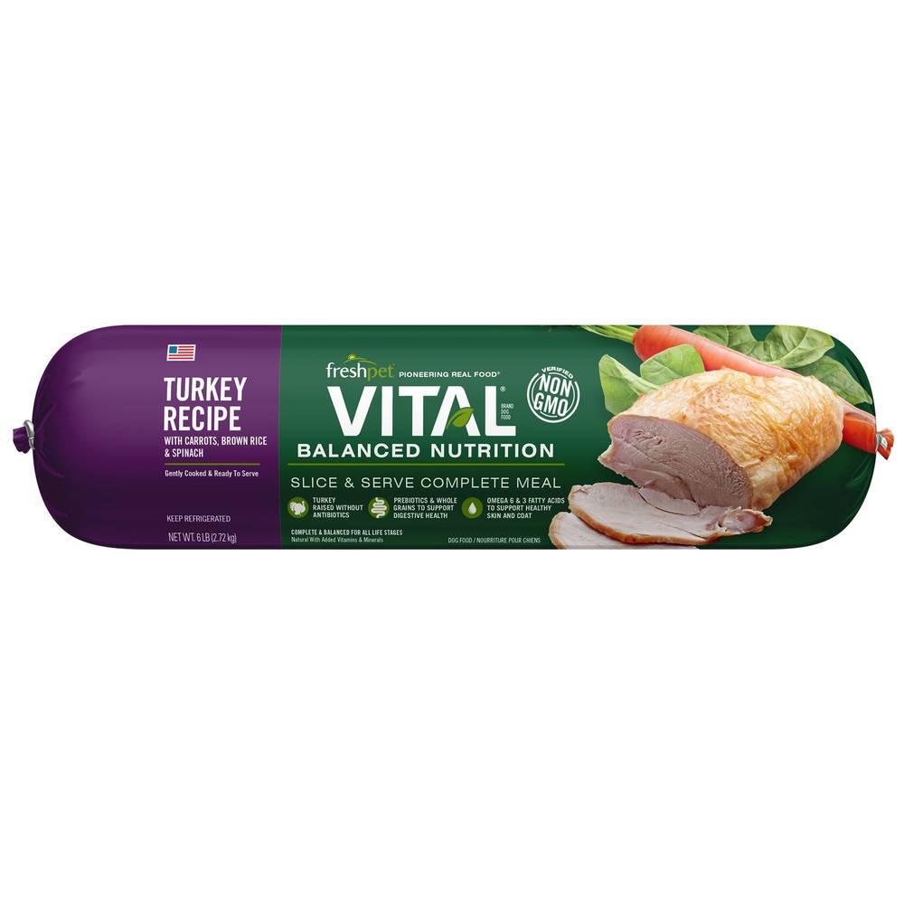 Freshpet® Vital™Balanced NutritionTurkey Adult Dog Food (Flavor: Turkey, Vegetable & Rice, Size: 6 Lb)