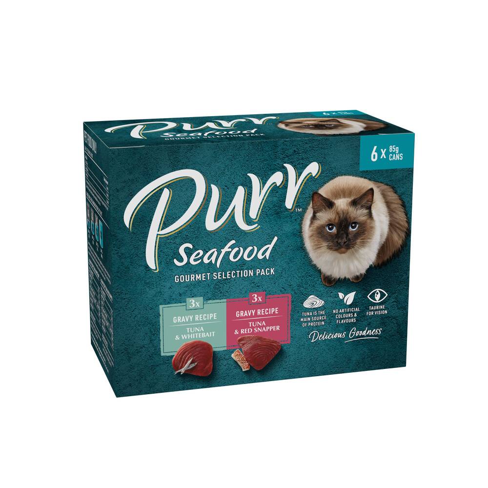 Purr Singles Cat Food Seafood Selection 6x85g 6 pack