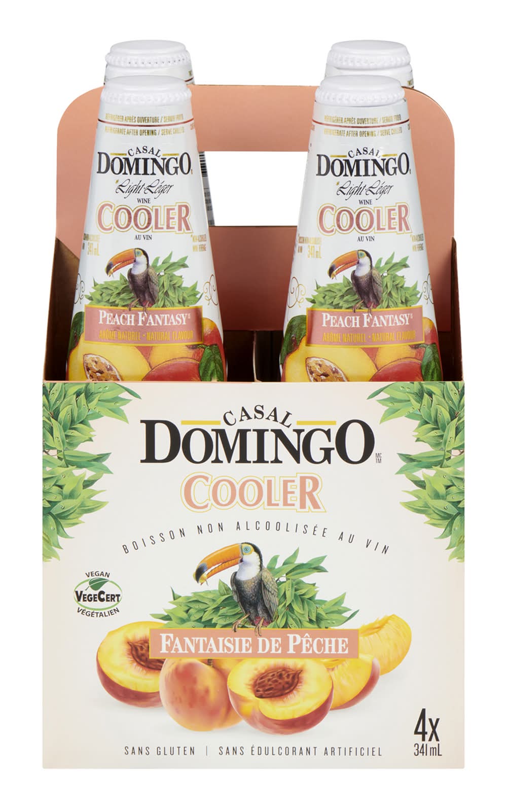Casal domingo cooler boisson non alcoolisée au vin - cooler non alcoholic wine beverage (4 pièces, 341 ml) (fantaisie de pêche)