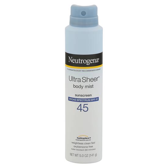 Neutrogena Ultra Sheer Spf 45 Body Mist Sunscreen Spray