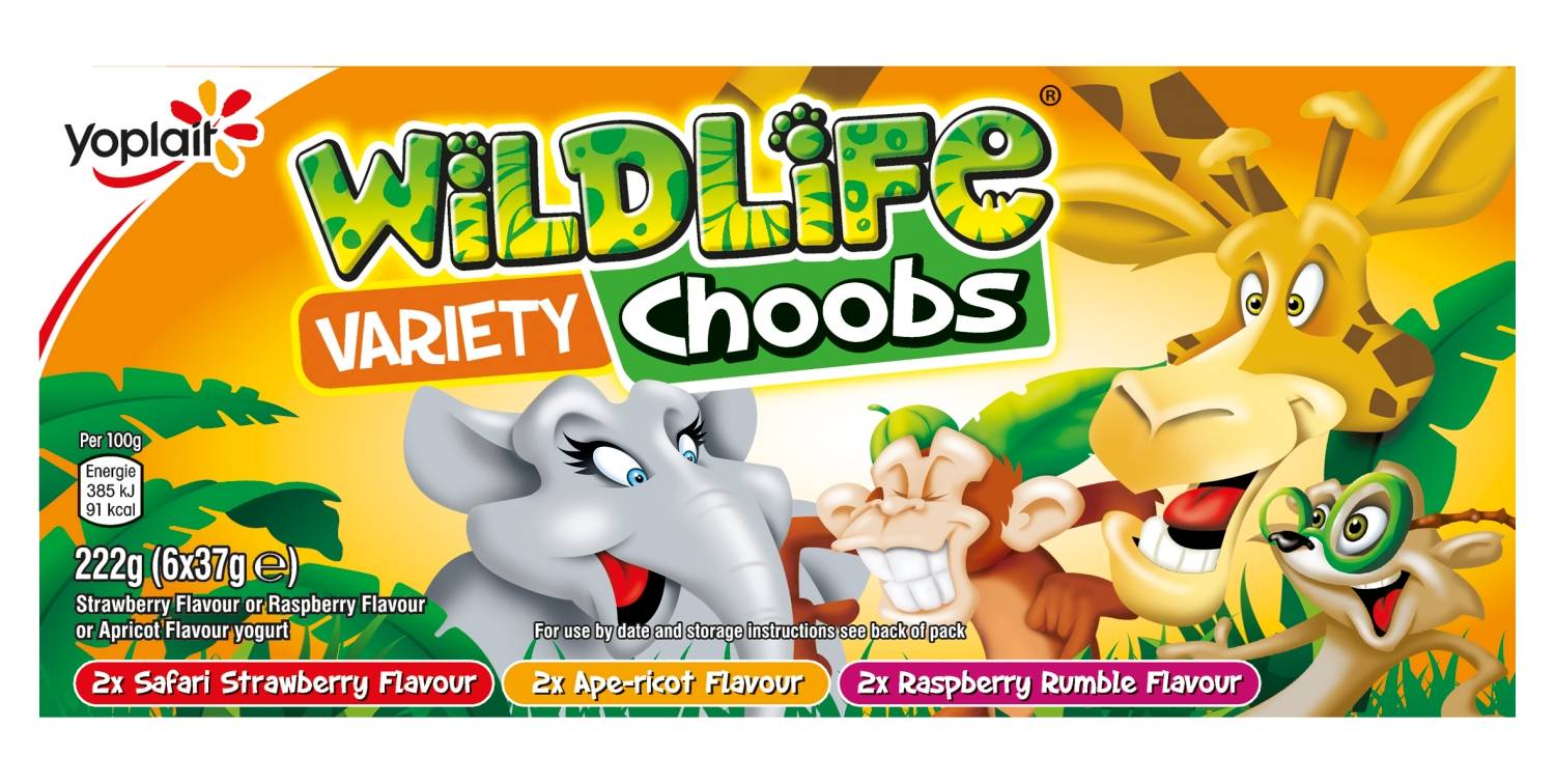 Wildlife Choobs Kids Strawberry Raspberry & Apricot Yogurt Tubes 6 X 37G