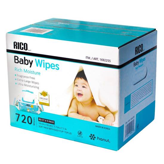 Rico Rich Moisture Baby Wipes Fragrance Free (720 ct)