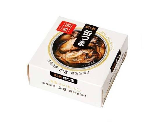 203749：K＆K 缶つま 広島県産 かき燻製油漬け 60G / K＆K Cantsuma Smoked Oysters From Hiroshima In Oil (Canned Foods)