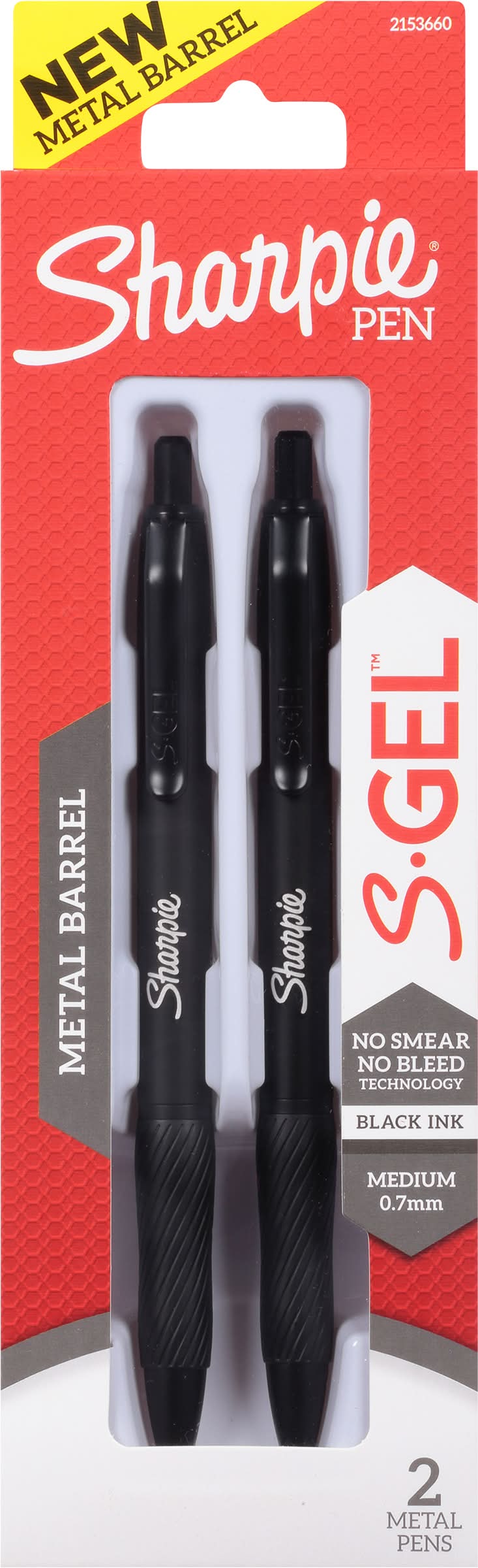 Sharpie Metal Barrel Gel Metal Pens, Medium (0.7mm) (2 pack)