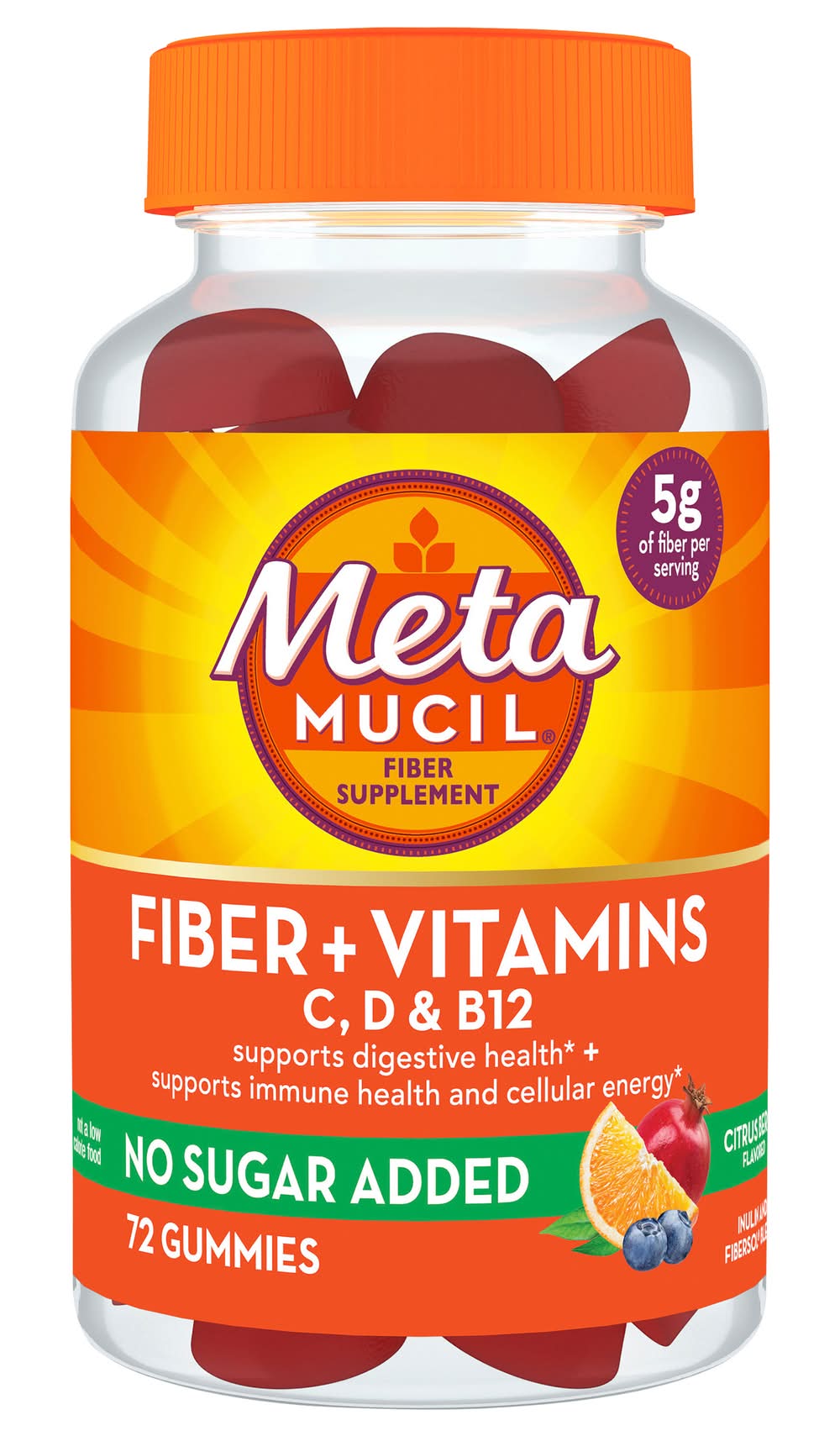 Metamucil Fiber Plus Vitamins Gummies, Citrus Berry (72 ct)