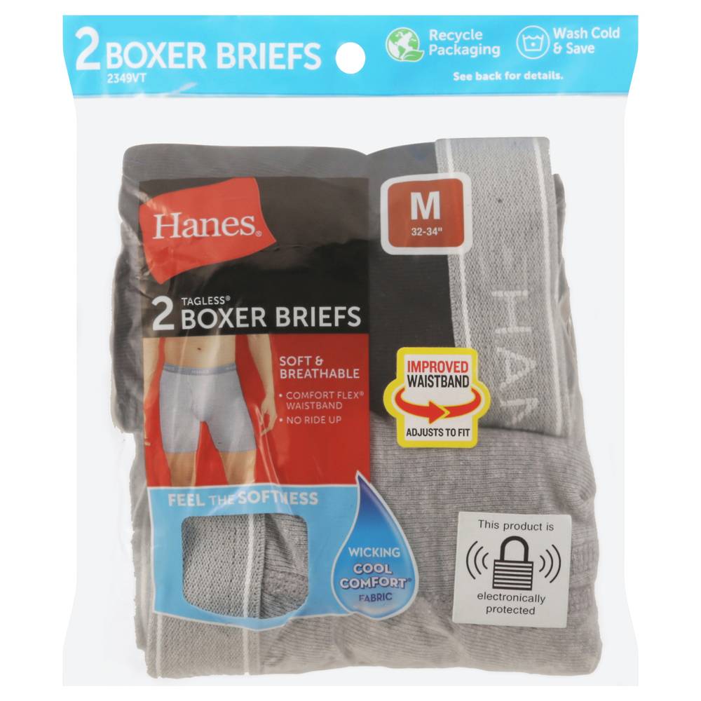 Hanes Men's m 32-34 Inch Black & Grey Boxer Briefs, Multi