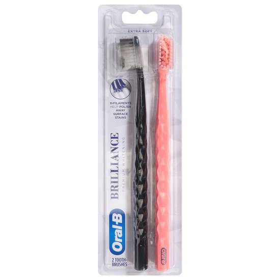 Oral-B Extra Soft Brilliance Toothbrushes (black, peach)
