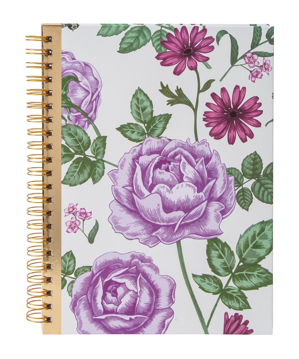 Twin Wire Journal 8in x 11in Purple Flowers