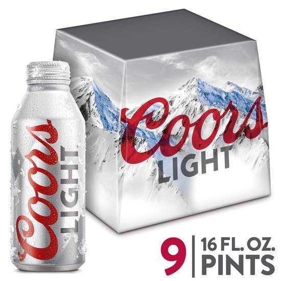 Coors Light Btl Al 9Pk 16 Fld oz (4.2% ABV)