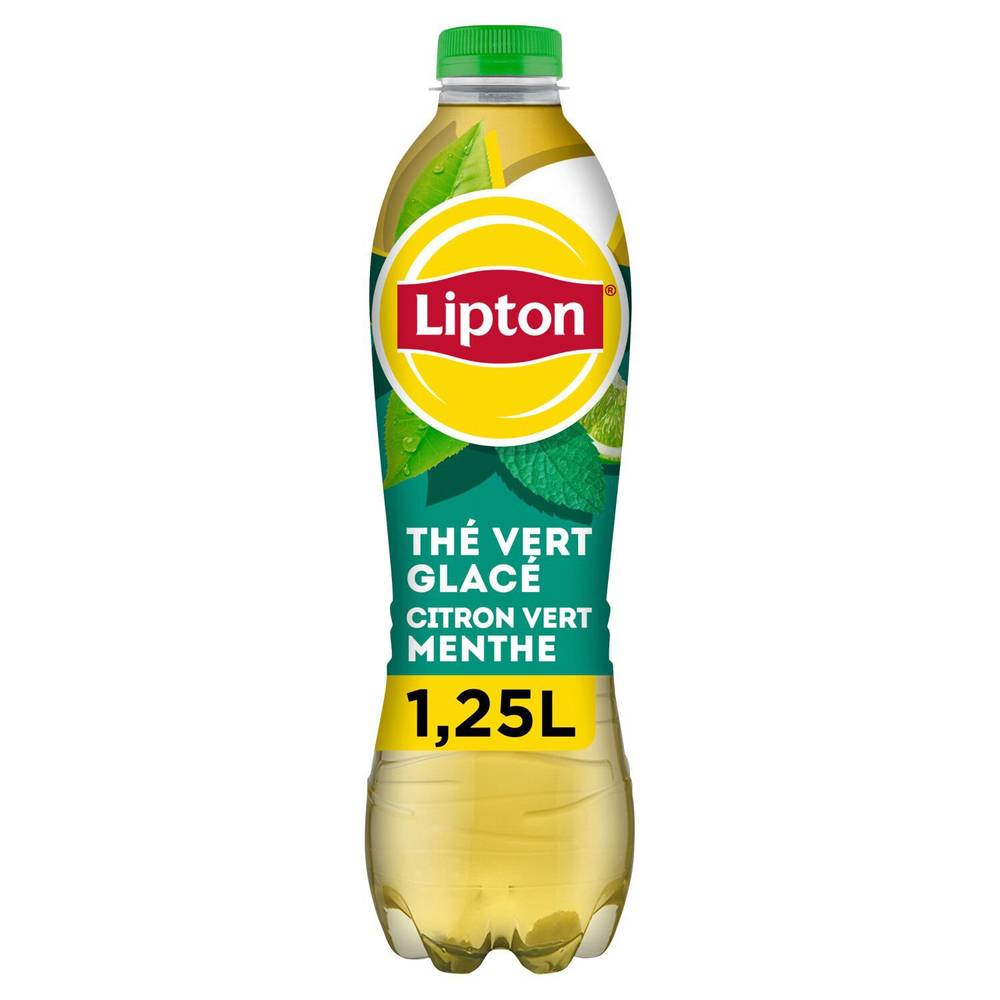 Boisson au  Thé vert glacé saveur citron vert menthe  LIPTON - la bouteille de 1,25L