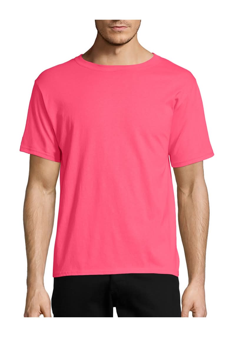 Hanes Ecosmart Short Sleeve Tee, Men, XL, Safety Pink