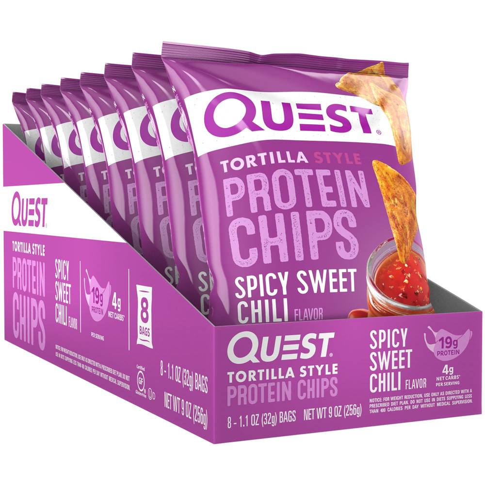 Quest Tortilla Protein Chips, Spicy Sweet Chili (8 x 1.1 oz)