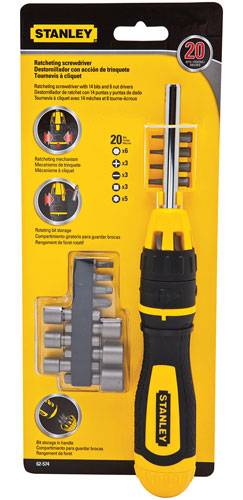 Stanley · Desarmador stanley con acción de trinquete 20 puntas (419,9 g)