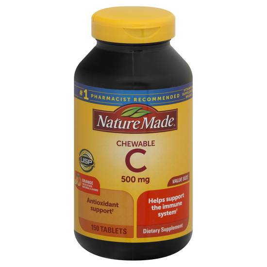 Nature Made Orange Flavored Vitamin C 500 mg Chewable Tablets (150 ct)